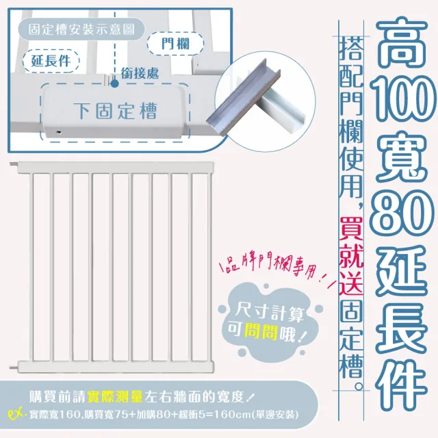 【KIDS PARK】高100延長件80cm安全門欄配件(客製門欄專用/加寬延長片/兒童寵物柵欄/送上下固定槽)
