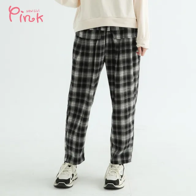 【PINK NEW GIRL】休閒格紋長褲 X4511CG