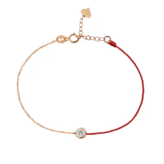 【King Star】招桃花推薦 18K玫瑰金×紅繩 天然鑽石手鍊 泡泡