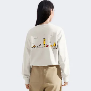 【The North Face】The North Face北面男女款白色趣味印花長袖大學T｜8HNFQLI
