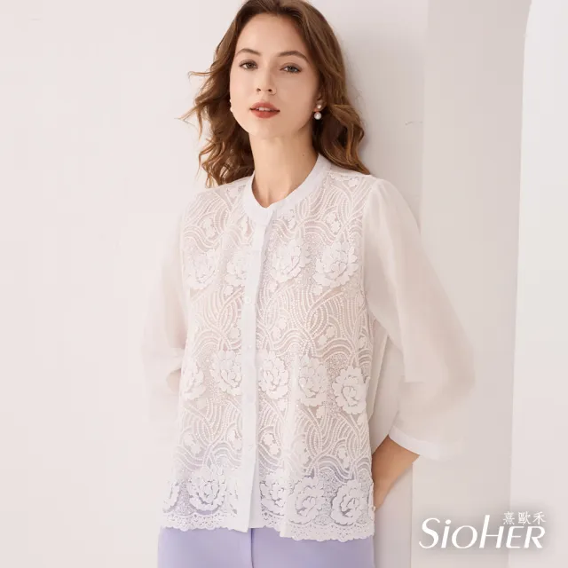 【SiOHER 熹歐禾】現貨 鏤空精繡上衣三件組(女裝/女上衣/圓領/T恤)