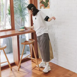 【Dailo】三角輪廓配色拼接仿牛仔中長裙(藍 深藍 灰)