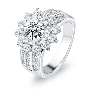 【King Star】GIA 一克拉 D 鉑金台 天然鑽石戒指 星耀豪華滿鑽(3 克拉視覺效果)