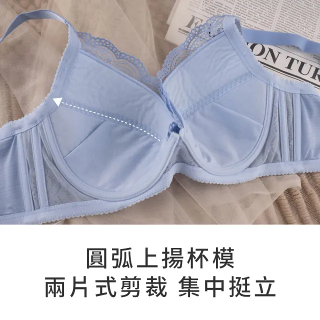 【玉如阿姨】迷漫浪花內衣※0678紫藍(F罩 大罩杯 挺立 包覆 包副乳 台灣製)