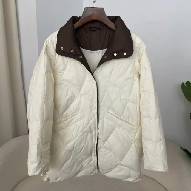 【巴黎精品】頂級真羽絨外套白鴨絨外套羽絨衣秋冬保暖大碼休閒女裝(復古立領女外套5色n1ld81)