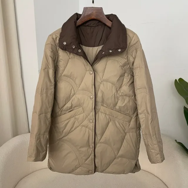 【巴黎精品】頂級真羽絨外套白鴨絨外套羽絨衣秋冬保暖大碼休閒女裝(復古立領女外套5色n1ld81)