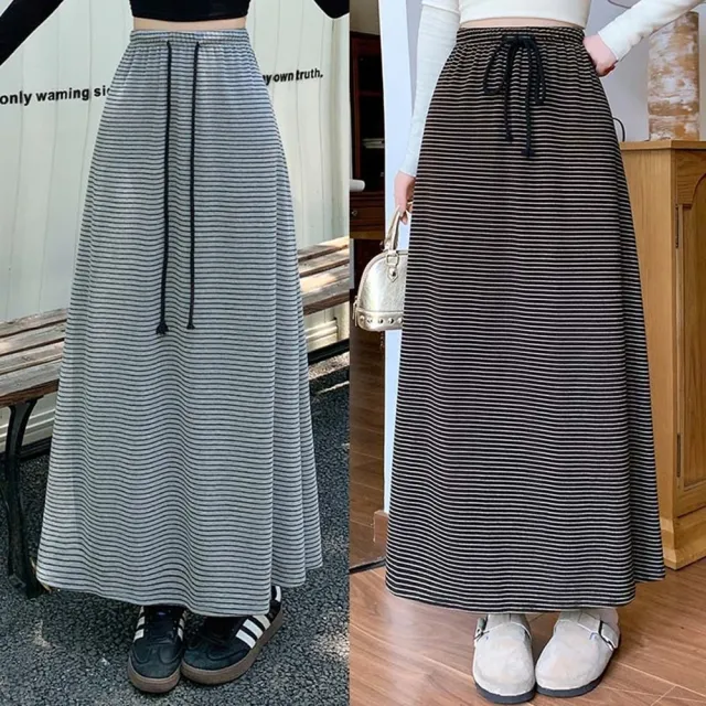 【巴黎精品】高腰顯瘦半身裙A字裙中長裙蛋糕裙子大碼洋裝休閒女裝(慵懶風女裙子3色n1lb15)