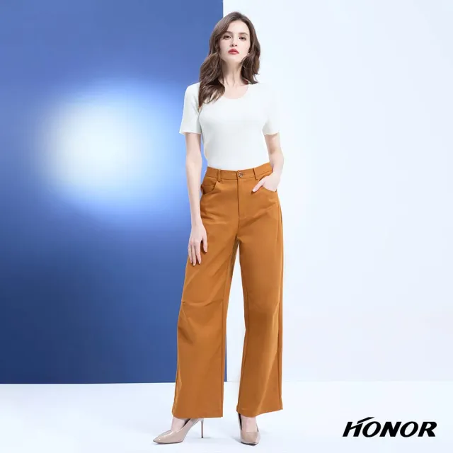 【HONOR 山形屋】出清品 素色大圓領坑條短袖上衣-白/黑/淺紫(限定出清)