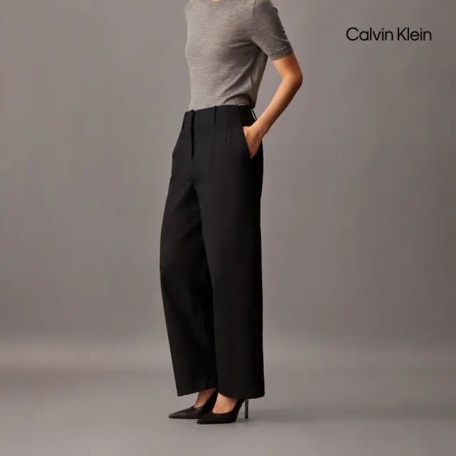 【CALVIN KLEIN】官方旗艦館CK 棉質斜紋寬鬆長褲_黑色