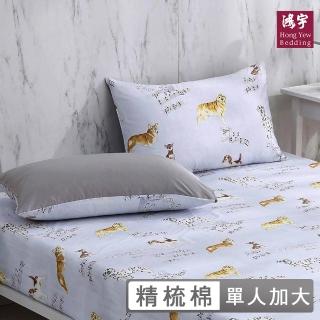 【HongYew 鴻宇】300織美國棉 床包枕套組-瑞奇樂曲(單人)