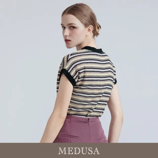 【MEDUSA 曼度莎】現貨-夏日輕針織條紋上衣（M-XL）｜女休閒上衣 薄針織上衣 無袖上衣(601-34901)