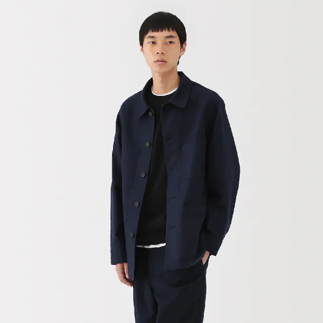 【MUJI 無印良品】男吉貝木棉混厚織斜紋外套(黑色/暗藍/深棕)