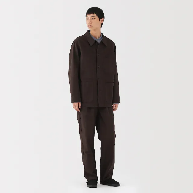 【MUJI 無印良品】男吉貝木棉混厚織斜紋外套(黑色/暗藍/深棕)