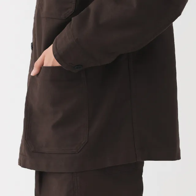 【MUJI 無印良品】男吉貝木棉混厚織斜紋外套(黑色/暗藍/深棕)