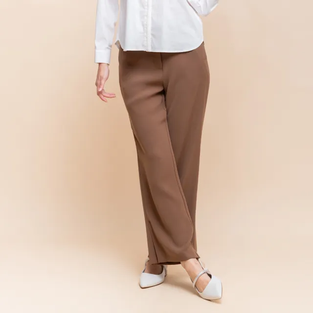 【perng yuh 芃諭名品】與時格調珠飾厚雪紡直筒褲(2025 AW Collection|4C秋冬新品上市)