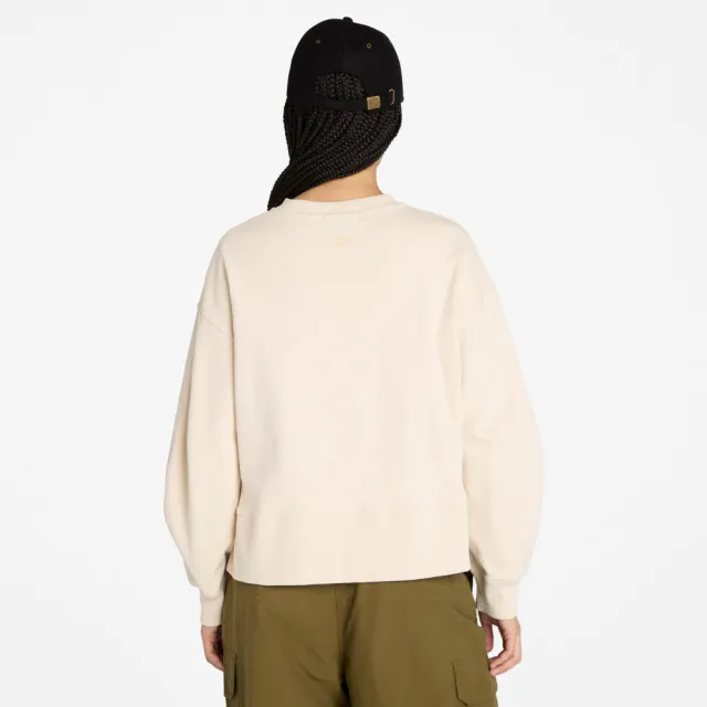 【Timberland】女款象牙色寬版圓領上衣(A41ZBEFL)