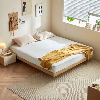 【hoi! 好好生活】Linsy空島無床頭懸浮雙人床架(無燈款)150x200 原木色