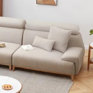 【hoi! 好好生活】預購60天★YW有伴可調頭枕多功能儲物四人沙發2.8M 砂礫白 S0158