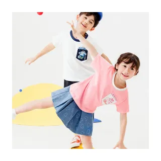 【OB 嚴選】POLI波力純棉安寶拼接印花口袋撞色領上衣 《IP0036》