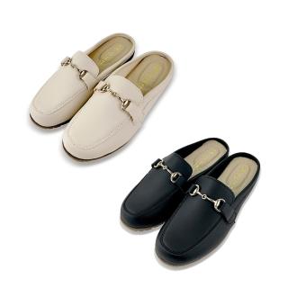 【FUFA Shoes 富發牌】隨興雅履穆勒鞋-黑/杏 1AJ48(懶人鞋女/穆勒鞋)