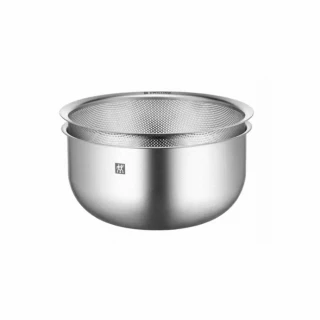 【ZWILLING 德國雙人】Prep不鏽鋼多功能瀝水調理盆M號20cm/2件組(德國雙人牌集團官方直營)