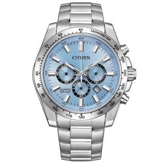 【CITIZEN 星辰】Chronograph 三眼計時腕錶/水藍面44mm(AN8230-59L)