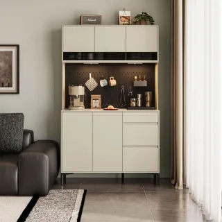 【hoi! 好好生活】林氏木業皓月現代功能洞洞板岩板面 1.2M 高餐邊櫃 RD1T