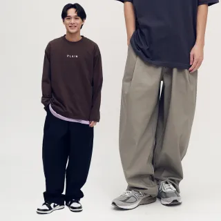 【plain-me】男女款 OOPLM 吸濕排汗立體剪裁錐寬褲 OPM4008-252(褲子 寬褲 休閒褲 長褲 男女褲)