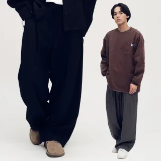 【plain-me】男女款 西料打褶長褲 PLN3575-251(褲子 寬褲 落地褲 休閒褲 長褲 男女褲 西裝褲)