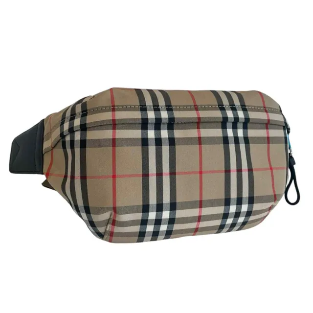 【BURBERRY 巴寶莉】Vintage經典格紋棉腰包 胸口包(淺咖啡色)