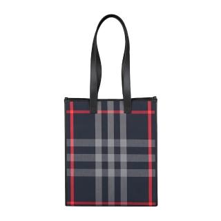 【BURBERRY 巴寶莉】BURBERRY Book Tote格紋肩背托特包(中/藍x灰格紋)