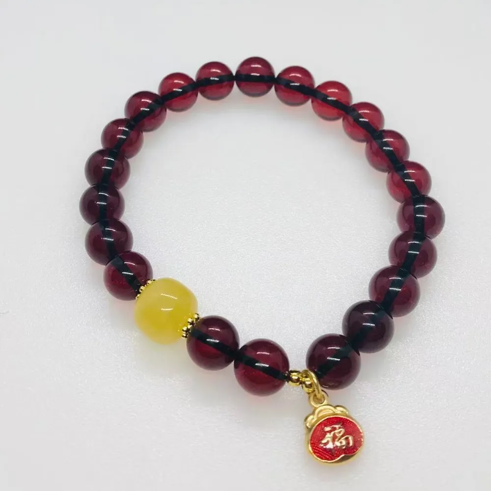 【勝弘珠寶】波羅的海淨水血珀配蜜蠟手串-9MM(波羅的海血珀手串)