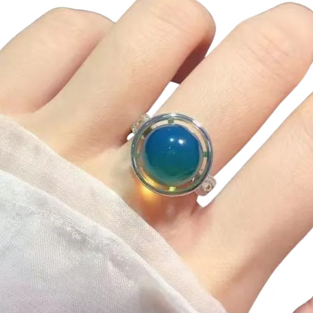 【勝弘珠寶】多明尼加精緻簡約藍珀戒指-11MM(藍)