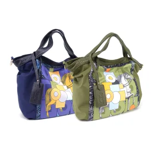 【LouiseC.】Tree House 牛皮+輕盈尼龍印花中型手提斜背防水包-4色(真皮包包 YS98233)