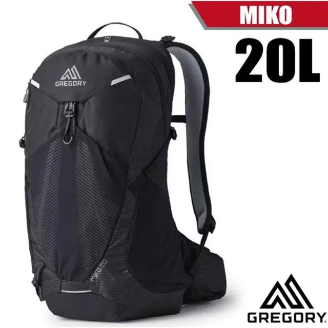 【Gregory】MIKO 20L 多功能健行登山背包.透氣背網背包.適自助旅行(145275-9974 光學黑)