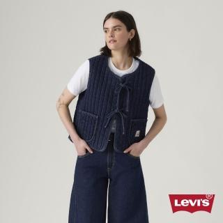【LEVIS】女款 鋪棉牛仔背心 綁帶設計 兩用背心 丹寧背心 女生上衣 熱賣單品 003G3-0000