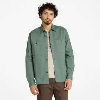 【Timberland 官方旗艦】男款綠色寬版工裝襯衫外套(A44W5392)