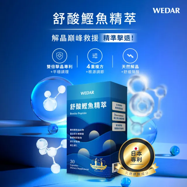 【Wedar 薇達】舒酸鰹魚精萃 6盒組(30顆/盒.結晶對策.鰹魚雙胜肽.蛋白水解酵素.酸櫻桃.促進新陳代謝)
