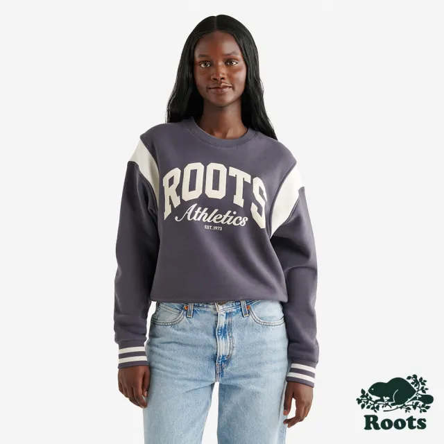 【Roots】Roots女裝- ARCH VARSITY 圓領上衣(深灰色)