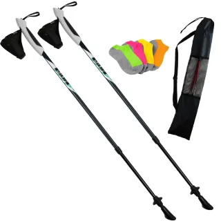 【Yenzch 健走杖】專業二節/一對二入 6011鋁合金 RM-10601(黑色《送背袋+竹炭襪》台灣製)