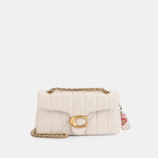 【COACH】蔻馳官方直營 TABBY 26 絎縫和愛心掛件單肩手袋 單肩包 肩背包-B4/粉筆白色(CBR72)