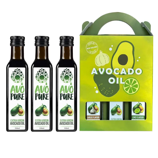 紐西蘭AVOPURE-100%特級初榨冷壓酪梨油-原味(250ml/瓶x3瓶-禮盒組)