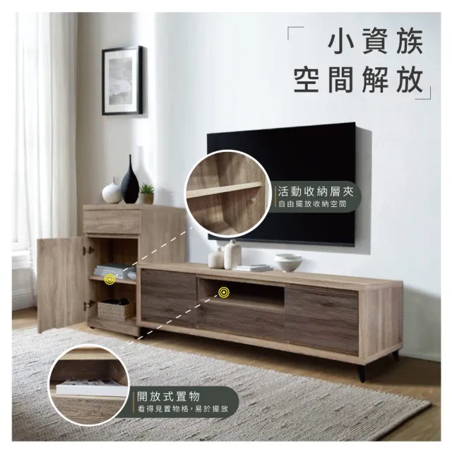 【IHouse】吉祥 開運客廳L櫃兩件組(4尺電視櫃+收納展示櫃)