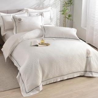 【織眠家族】萊賽爾緹花刺繡四件式兩用被床包組-柔情似水.白(雙人)