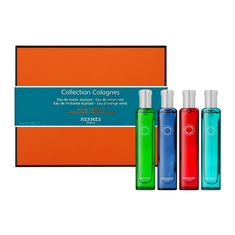 Hermes 愛馬仕】古龍水禮盒15ml*4(黑檸檬+緋紅火參+橘綠之泉+紫羅勒