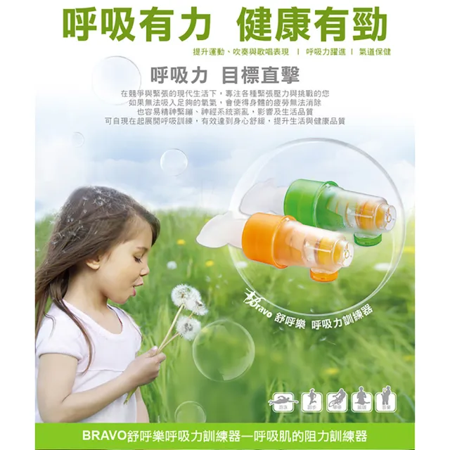 【X-BIKE】Bravo舒呼樂 呼吸訓練器 一般訓練款 青草綠 吸吐二合一(血氧增加機制)