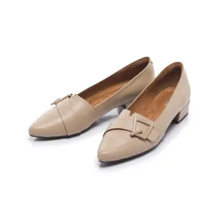 【FAIR LADY】芯太軟 飾釦剪裁尖頭低跟樂福鞋(復古杏/603059 女鞋)