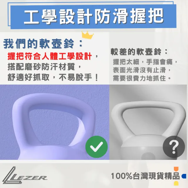 【LEZER】8公斤 軟式壺鈴(安全軟殼 保護地板 環保材質)