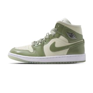 【NIKE 耐吉】Air Jordan 1 MID SE 女鞋 油綠色 金屬Logo 喬丹 AJ1 休閒鞋 HF4079-003