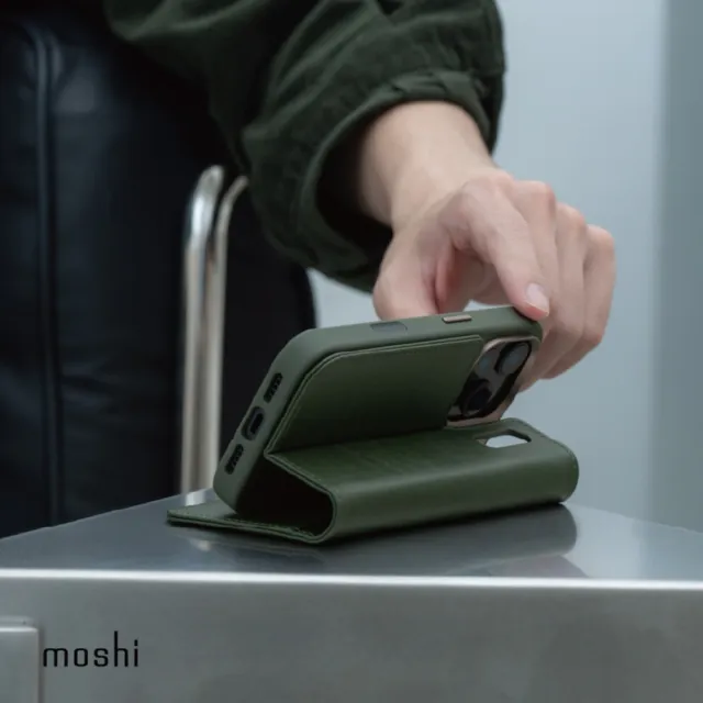 【moshi】Overture 磁吸可拆式卡夾型皮套  for iPhone 17 Pro Max(兼容MagSafe 手機殼)